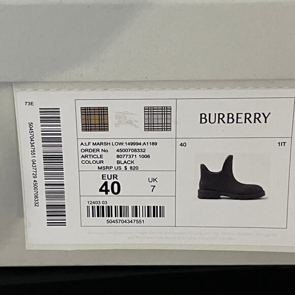 Burberry Marsh Rain Boots Women's Black Solid Size 40 - Picture 11 of 11